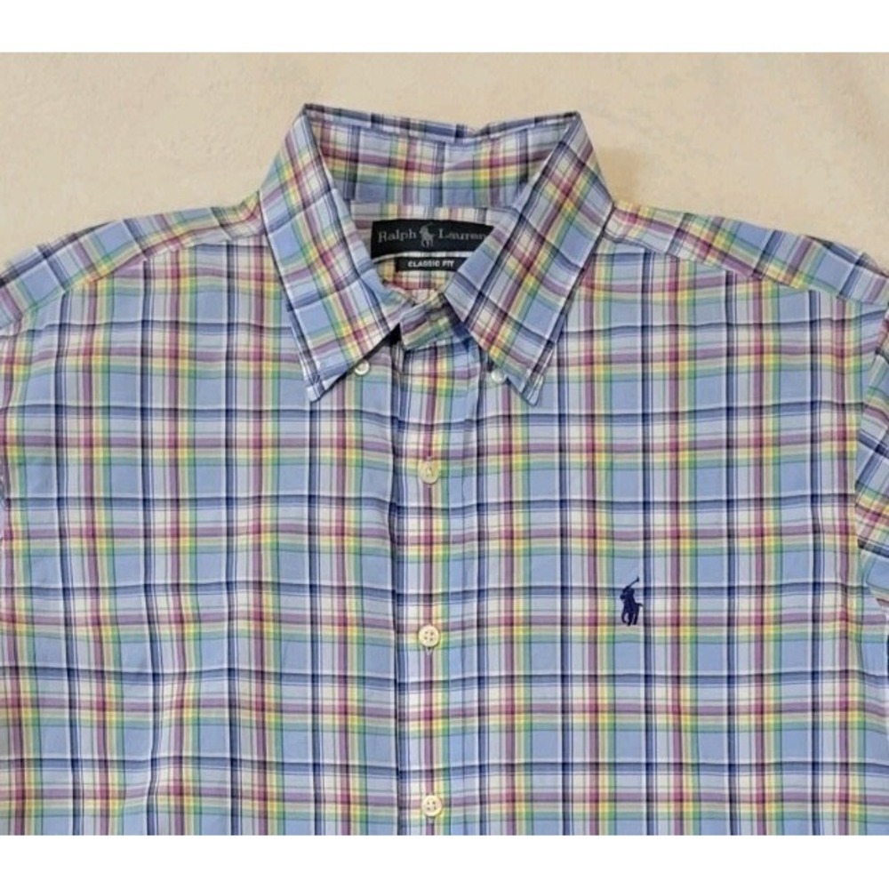VINTAGE RALPH LAUREN MENS LONG SLEEVE MULTICOLOR BUTTONDOWN SIZE LARGE - EUC - Picture 4 of 8